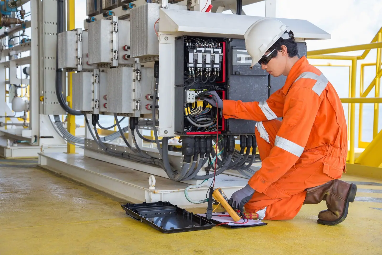 CC Electric, LLC industrial electrician working in a Somerville, Texas facility