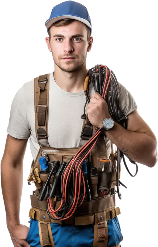 Professional CC Electric electrician carrying cables